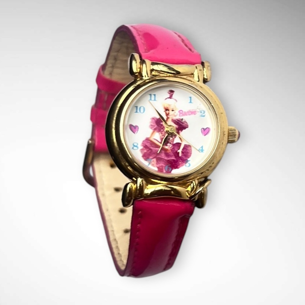 RELIC Vintage Barbie Doll Pink Leather Analog Wristwatch 1995